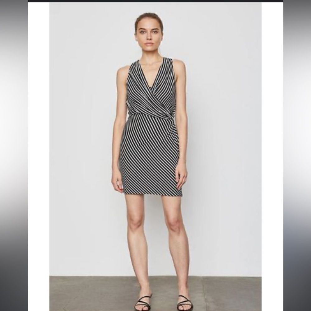 Bailey 44 Deep Vneck Stretch Sleeveless Tiva Dress in Black and White,Small NWT